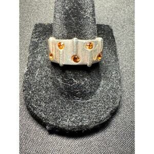 Vintage 925 Sterling Silver Amber Dots Ring Size 9